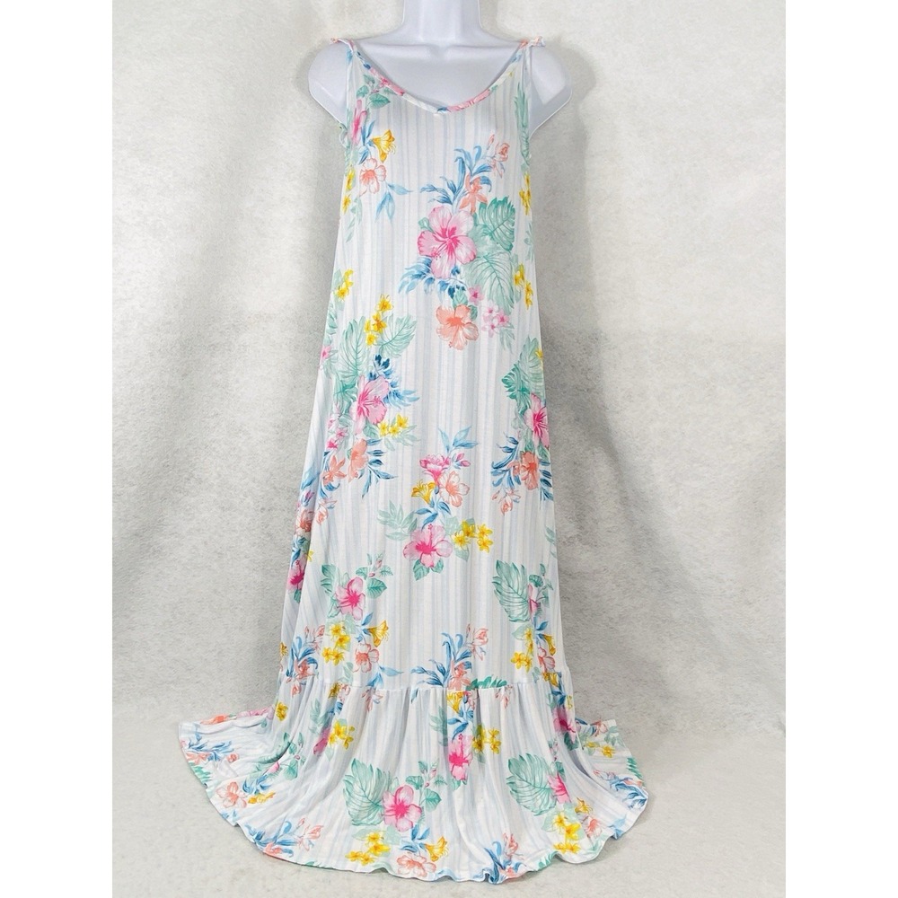 Tommy Bahama Maxi Gown Women's XL Tropical Multicolor Sleeveless Floral